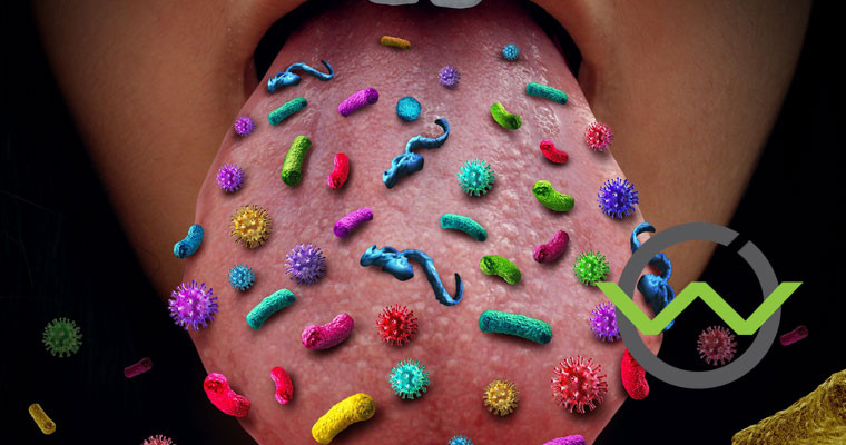 Zunge mit Bakterien