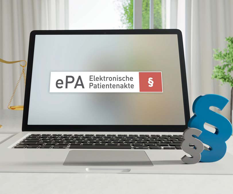 elektronische Patientenakte - Logo auf Laptop