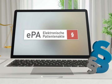 elektronische Patientenakte - Logo auf Laptop